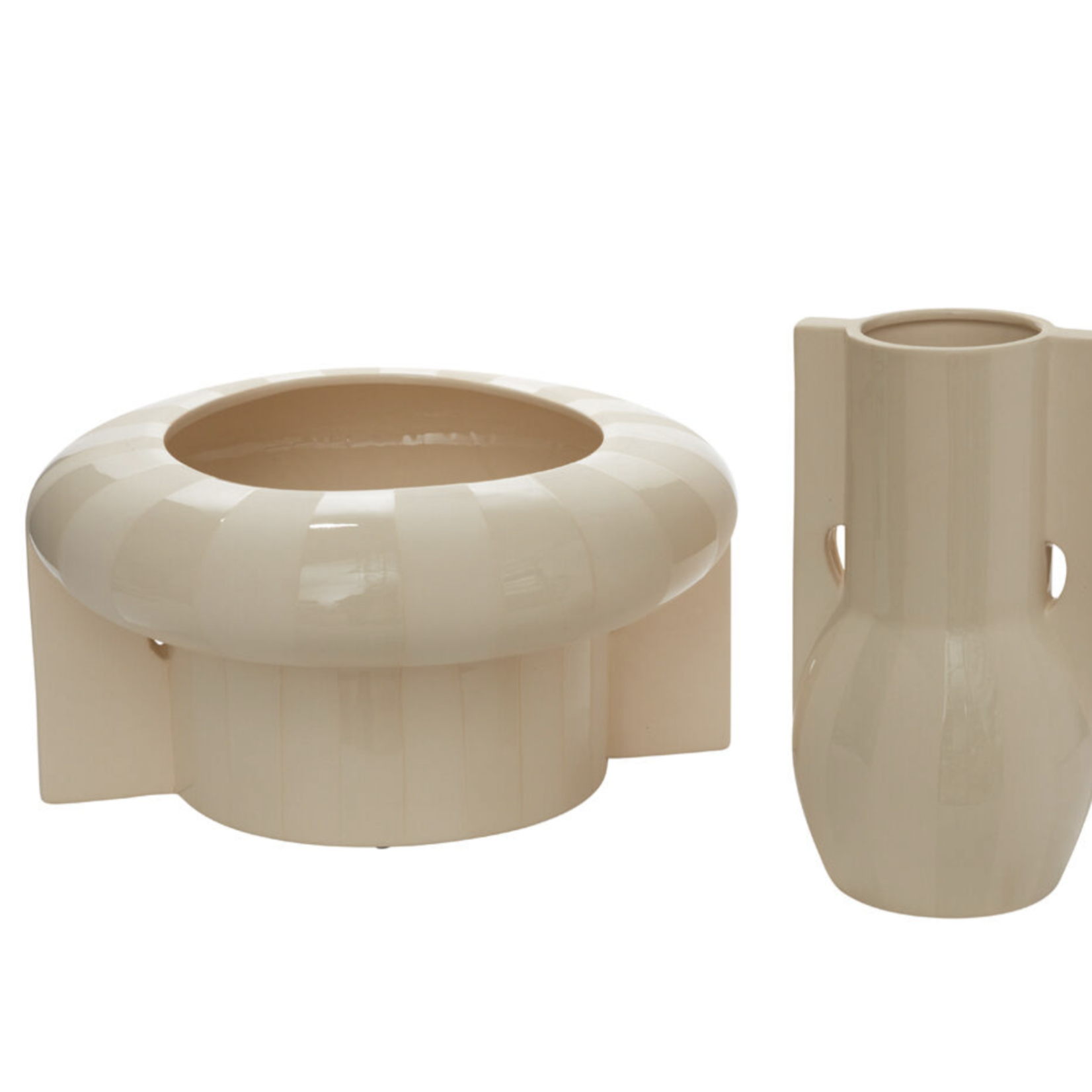 12”H X 6.25” OFF WHITE CERAMIC REPLAY VASE