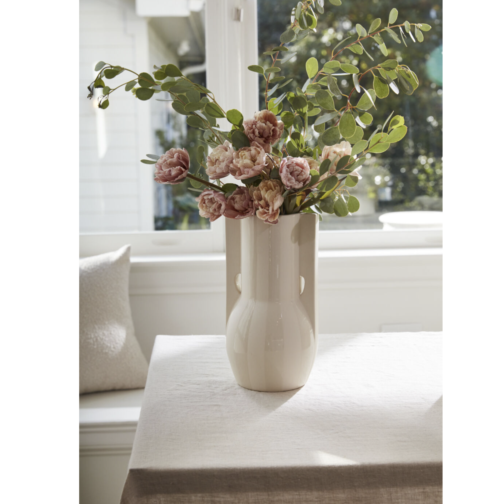 12”H X 6.25” OFF WHITE CERAMIC REPLAY VASE