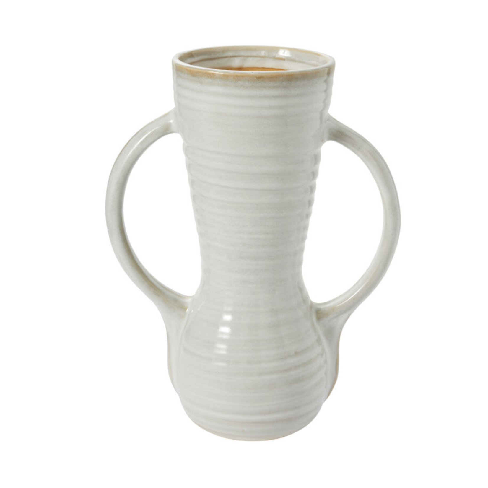 17.25”H X 7” X 13.25” OFF WHITE CERAMIC TELFAIR VASE