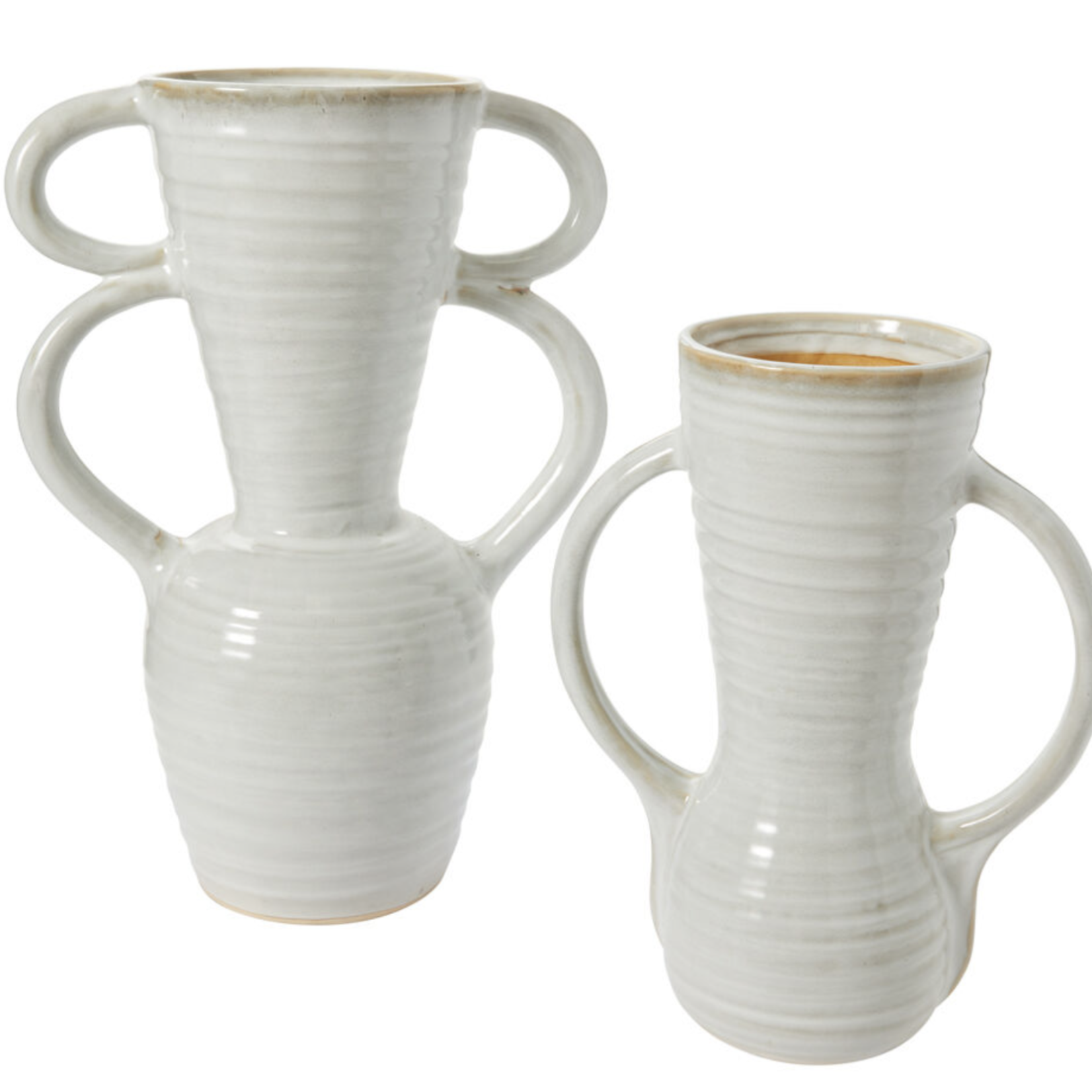 17.25”H X 7” X 13.25” OFF WHITE CERAMIC TELFAIR VASE