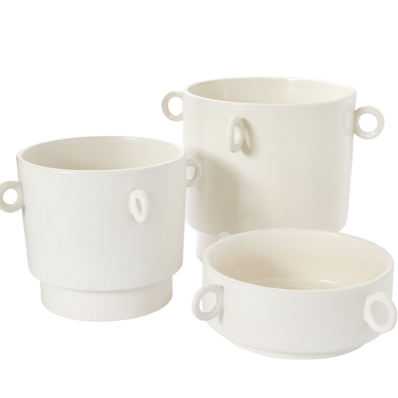 14”h x 18.5” OFF WHITE CERAMIC YAZU COLLECTION POT