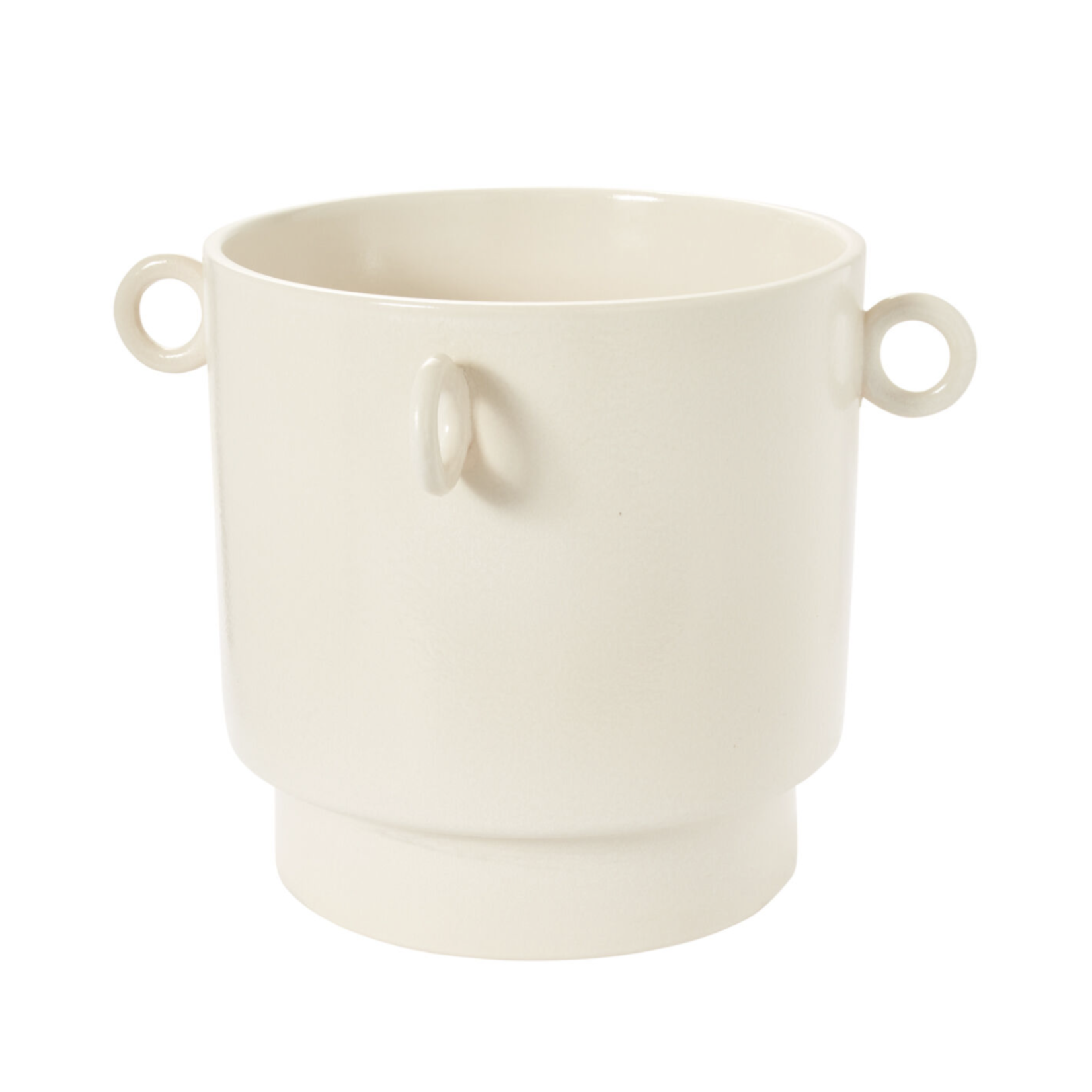 14”h x 18.5” OFF WHITE CERAMIC YAZU COLLECTION POT