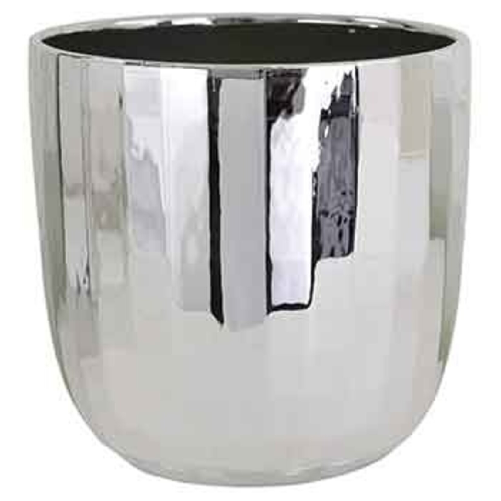 4.5”H X 5” SILVER CERAMIC DISCO VASE