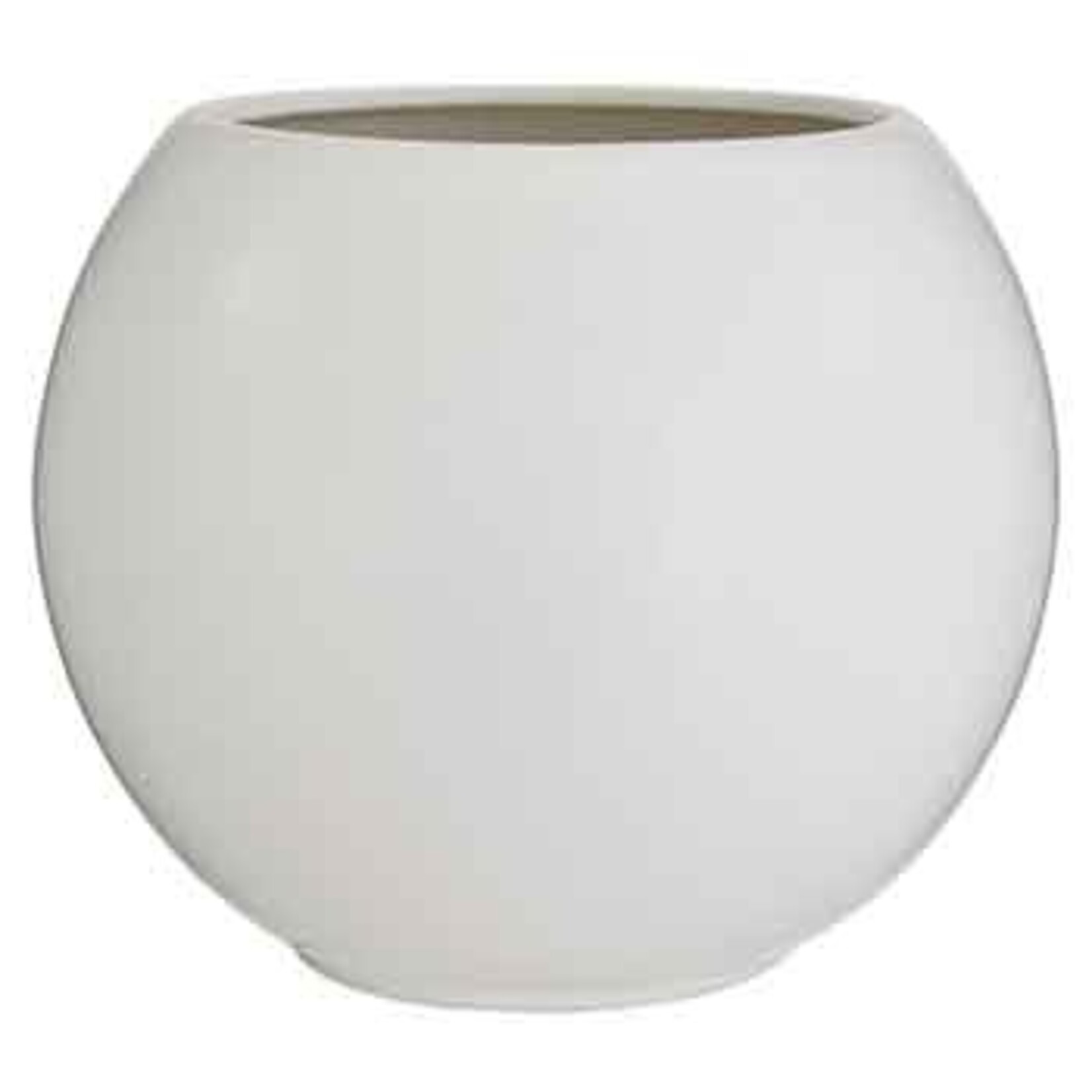 7.5”H X 7.5”D (OPEN 5”) WHITE CERAMIC BUBBLE/FISH BOWL MATTE FINISH