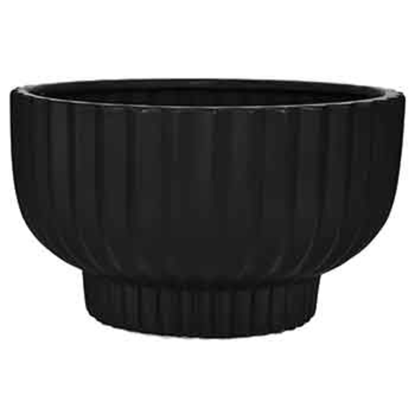 5.25”H X 8” BLACK CERAMIC COMPOTE VASE