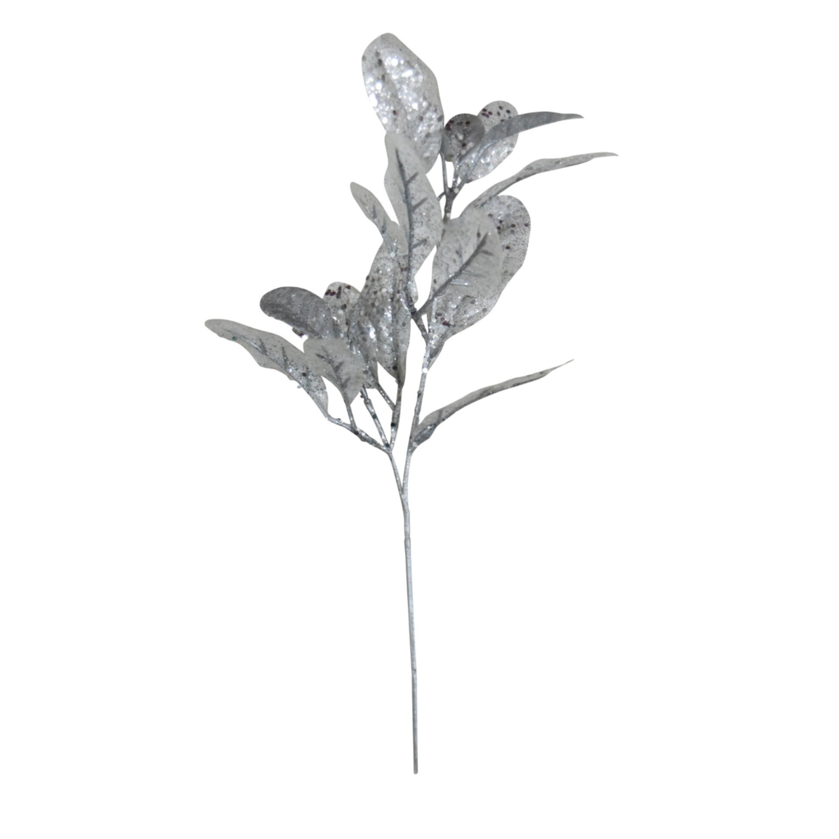13"H GLITTER LAUREL FERN PICK SILVER