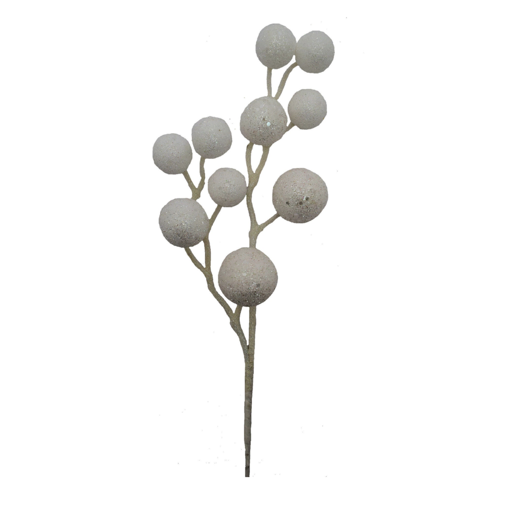 11"H WHITE GLITTER BALLS PICK
