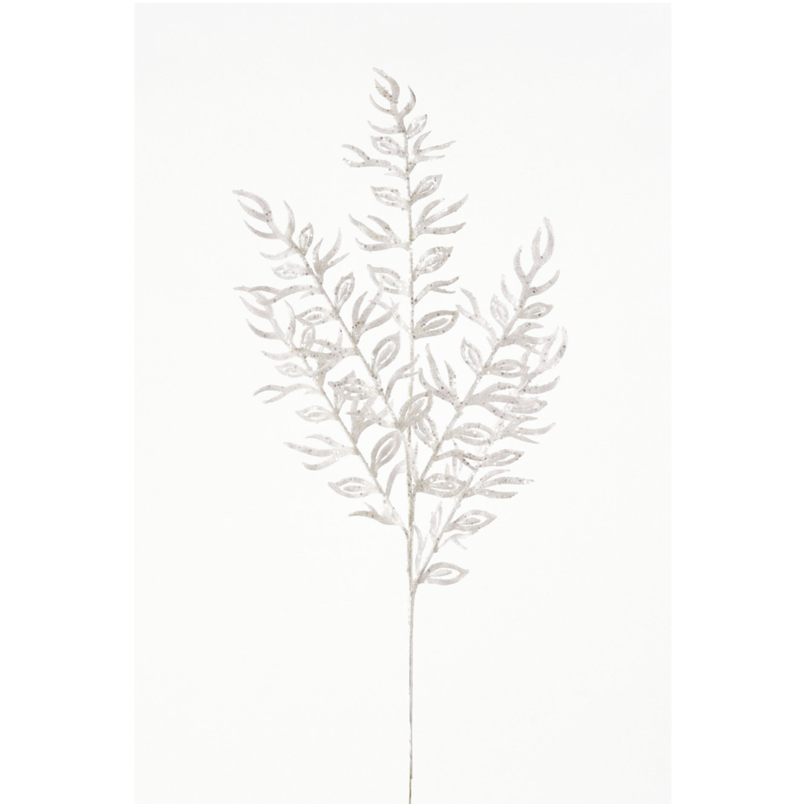 26"H WHITE GLITTER LEAF SPRY