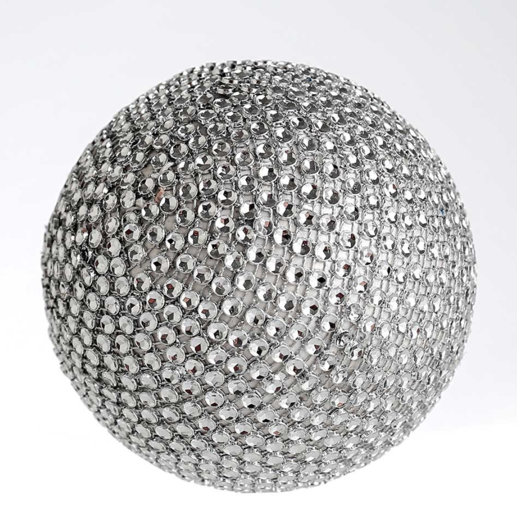 4.25”D SILVER RHINESTONE SPHERE/BALL (SOLD IN PACKS OF 3)