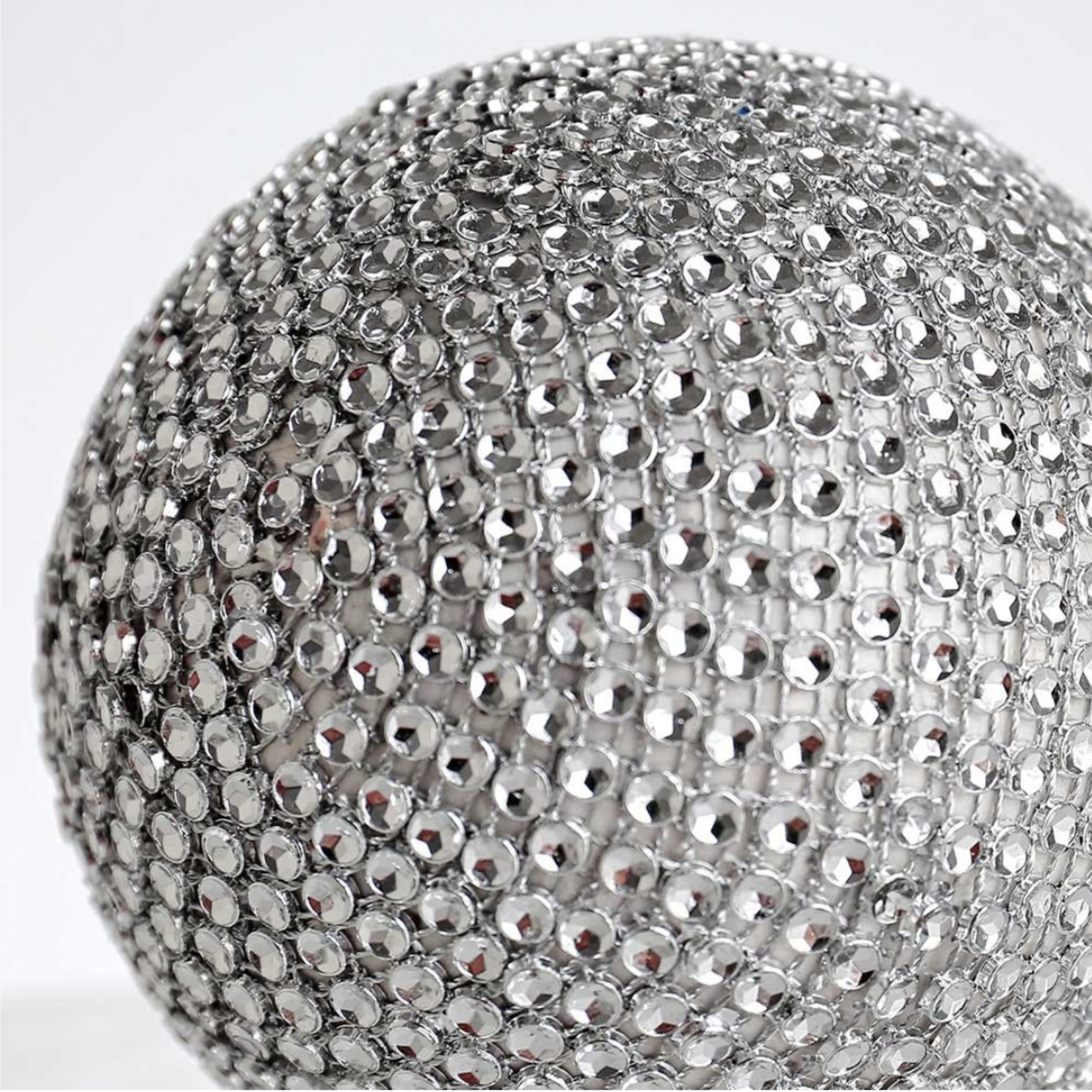 4.25”D SILVER RHINESTONE SPHERE/BALL (SOLD IN PACKS OF 3)