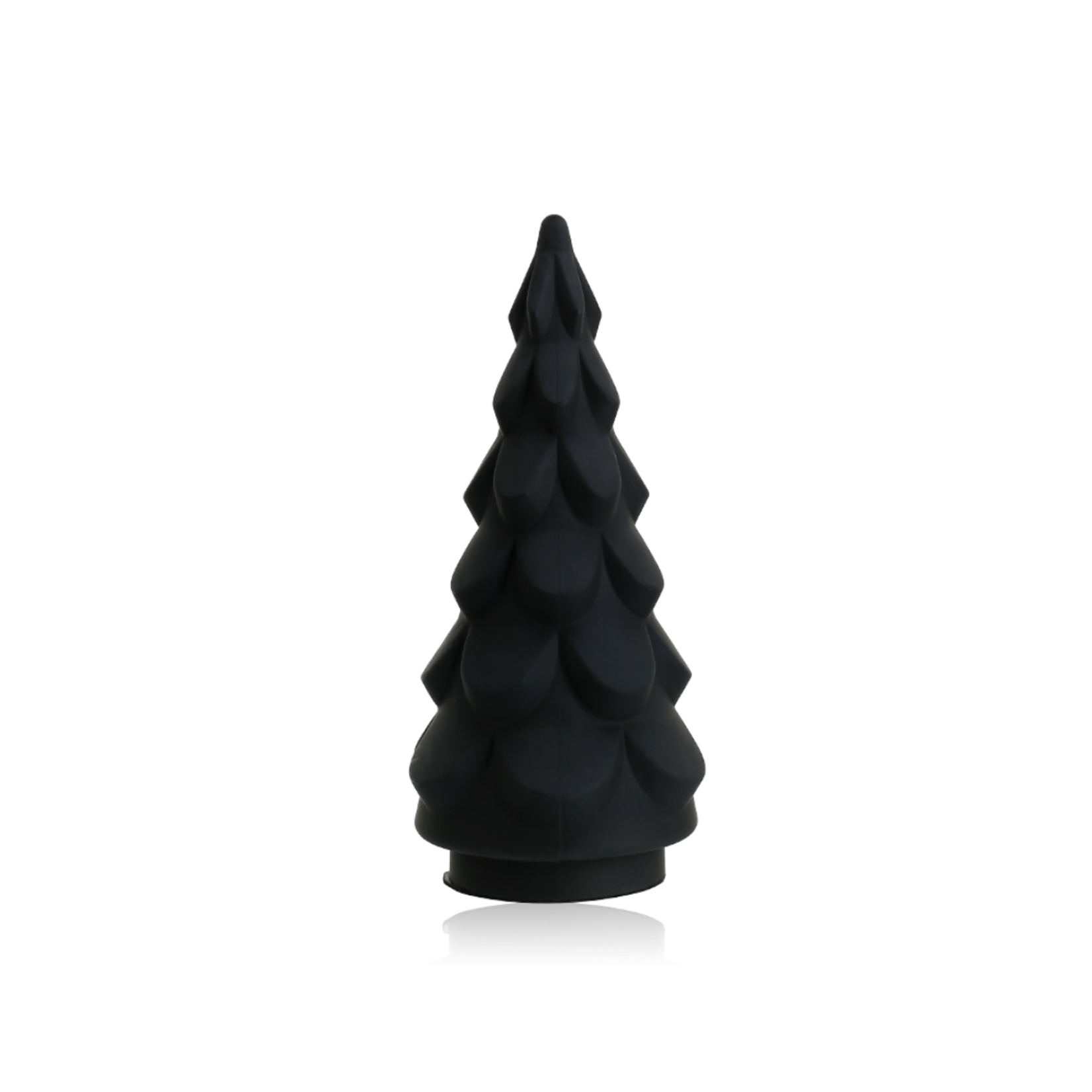 14”H X 6.75” BLACK FROSTED GLASS CHRISTMAS TREE