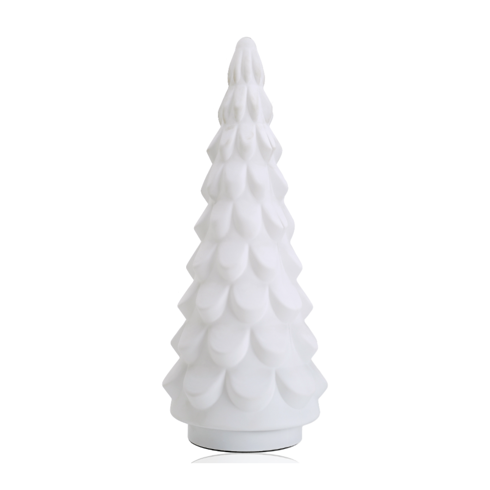 21.75”H X 8.25” WHITE WHITE GLASS CHRISTMAS TREE