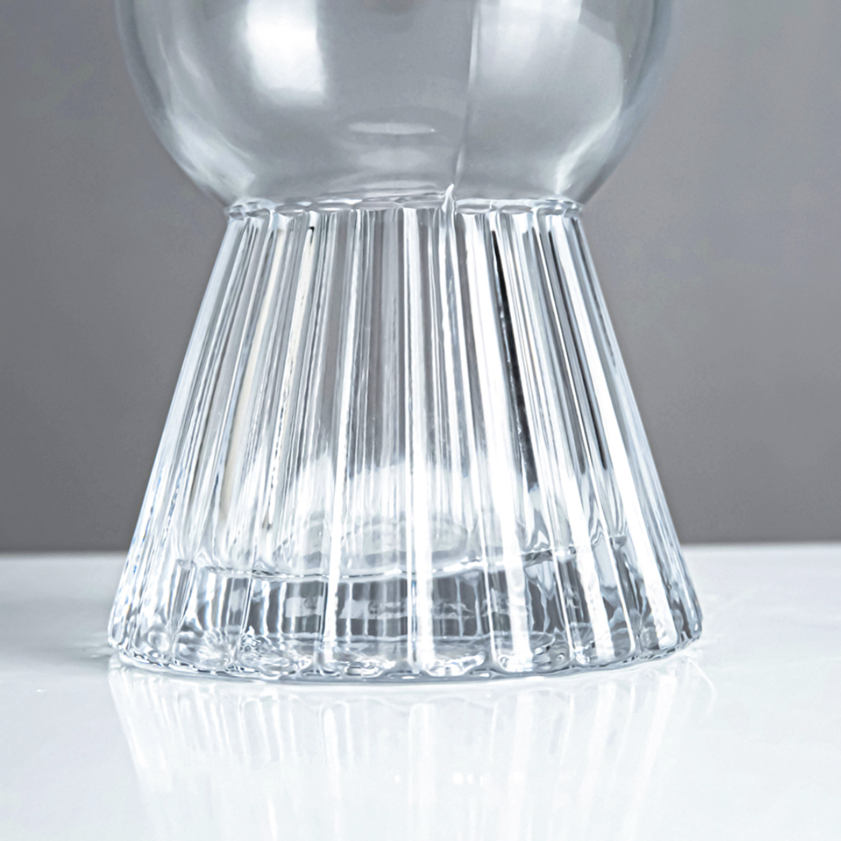 9.75”H X 4.5” FLUTED CRYSTAL GLASS BELLY VASE