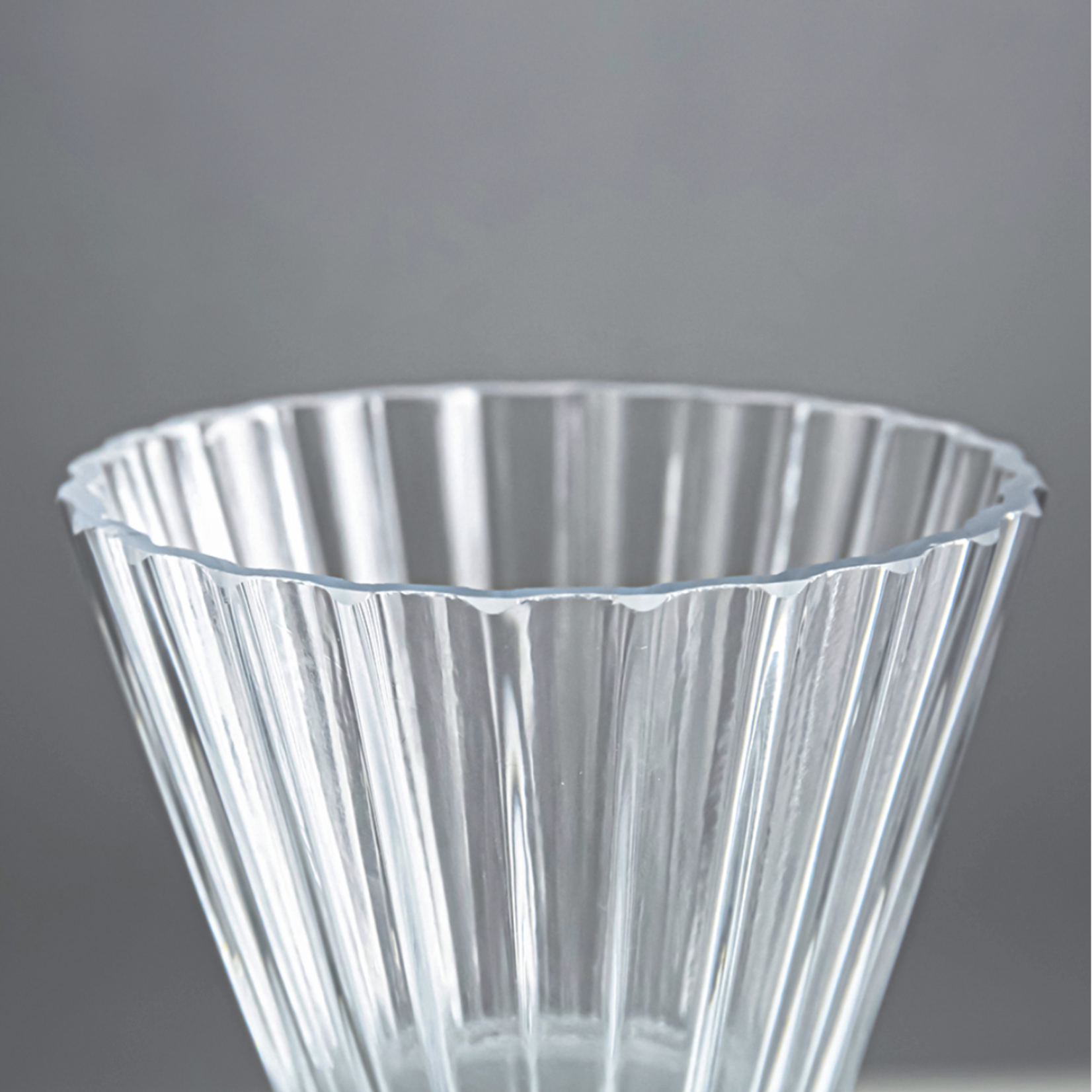9.75”H X 4.5” FLUTED CRYSTAL GLASS BELLY VASE