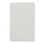 9”H X 3.5” X 6” MATTE WHITE CERAMIC RIGGED RECTANGLE VASE