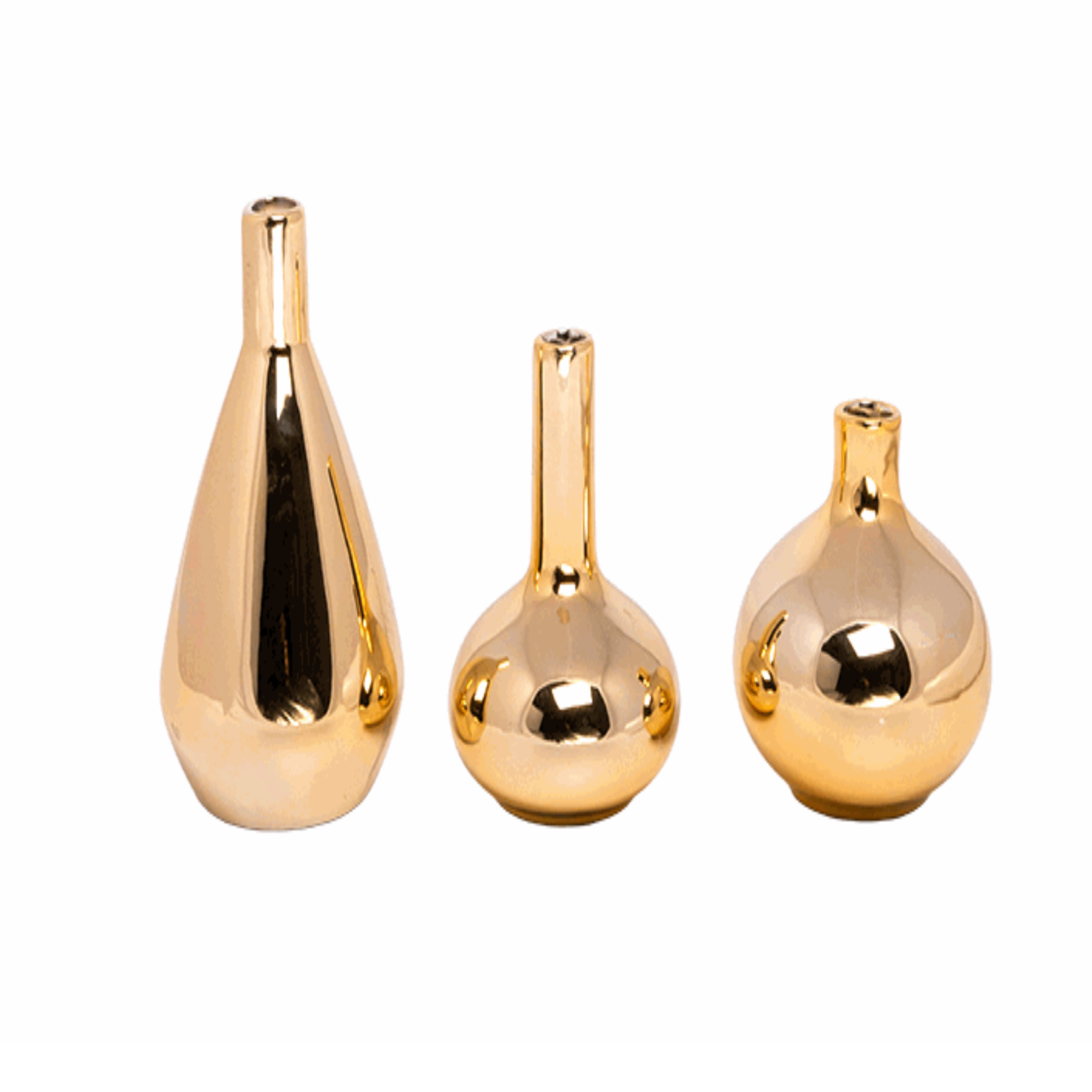 5”-7”H X 4.5-5.5”W W METALLIC GOLD CERAMIC BELLIED BUDVASE (PRICE PER EACH, BOX HAS ASSORTMENT)