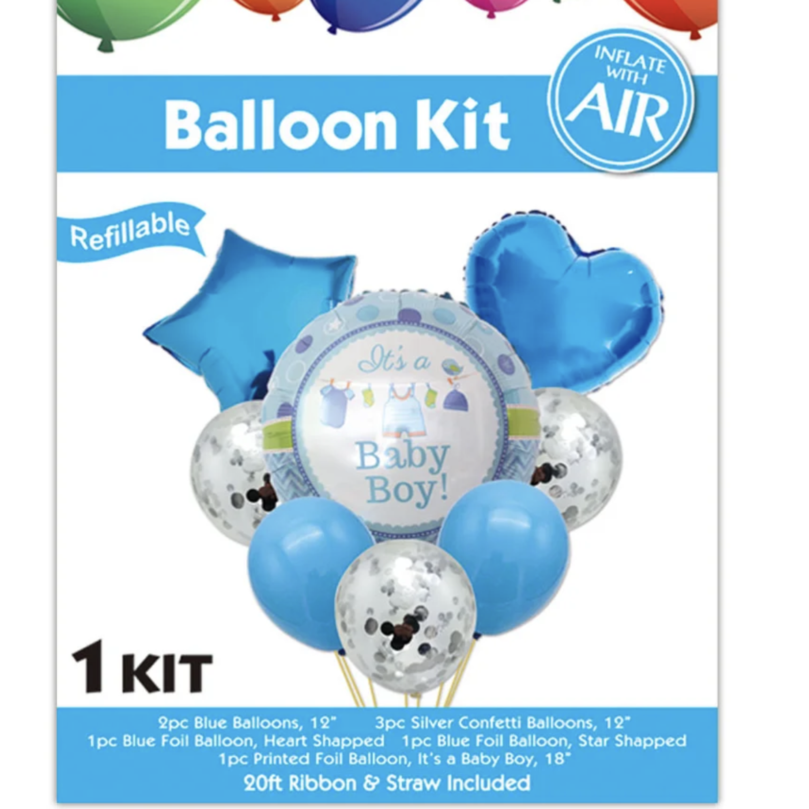 BABY BOY BALLOON KIT LATEX AND MYLAR