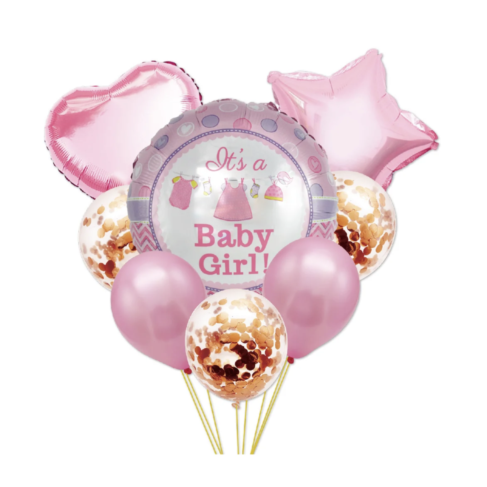 8 PIECE BABY GIRL BALLOON KIT MYLAR AND LATEX