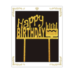 HAPPY BIRTHDAY CAKE TOPPER GOLD