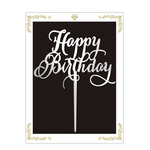 "HAPPY BIRTHDAY" SILVER CAKE TOPPER