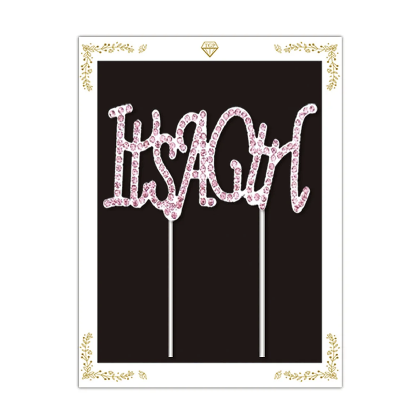PINK RHINESTONE “ITS A GIRL” CAKE TOPPER
