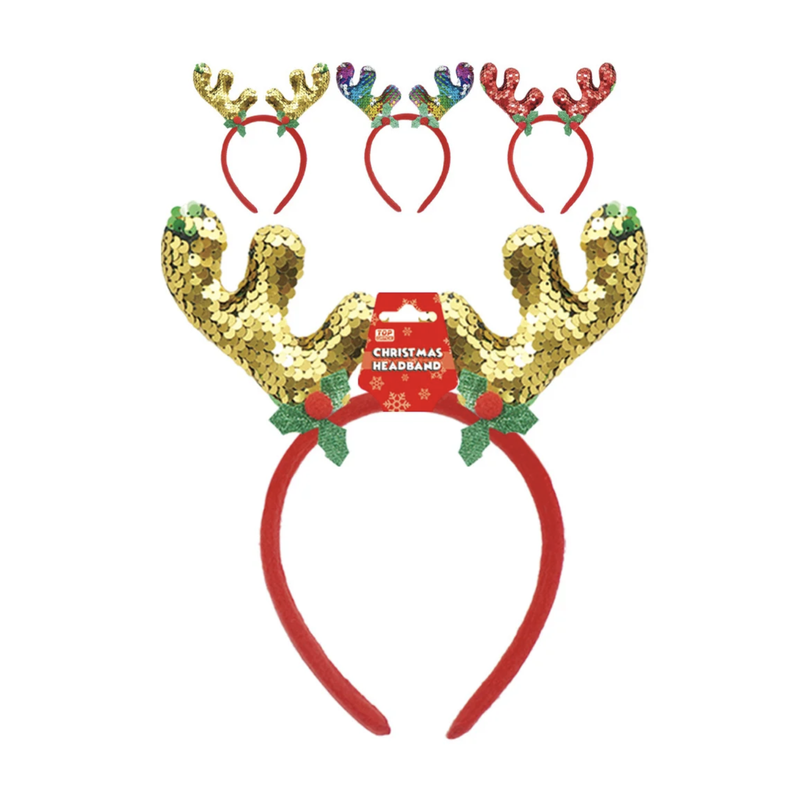 REINDEER CHRISTMAS HEAD BANDS (PRICE PER EACH, BOX HAS ASSORTMENT)