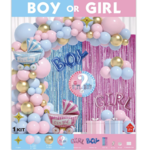 GENDER REVAL BALLOON KIT “BOY OR GIRL” LATEX AND MYLAR BALLOONS INCLUDED