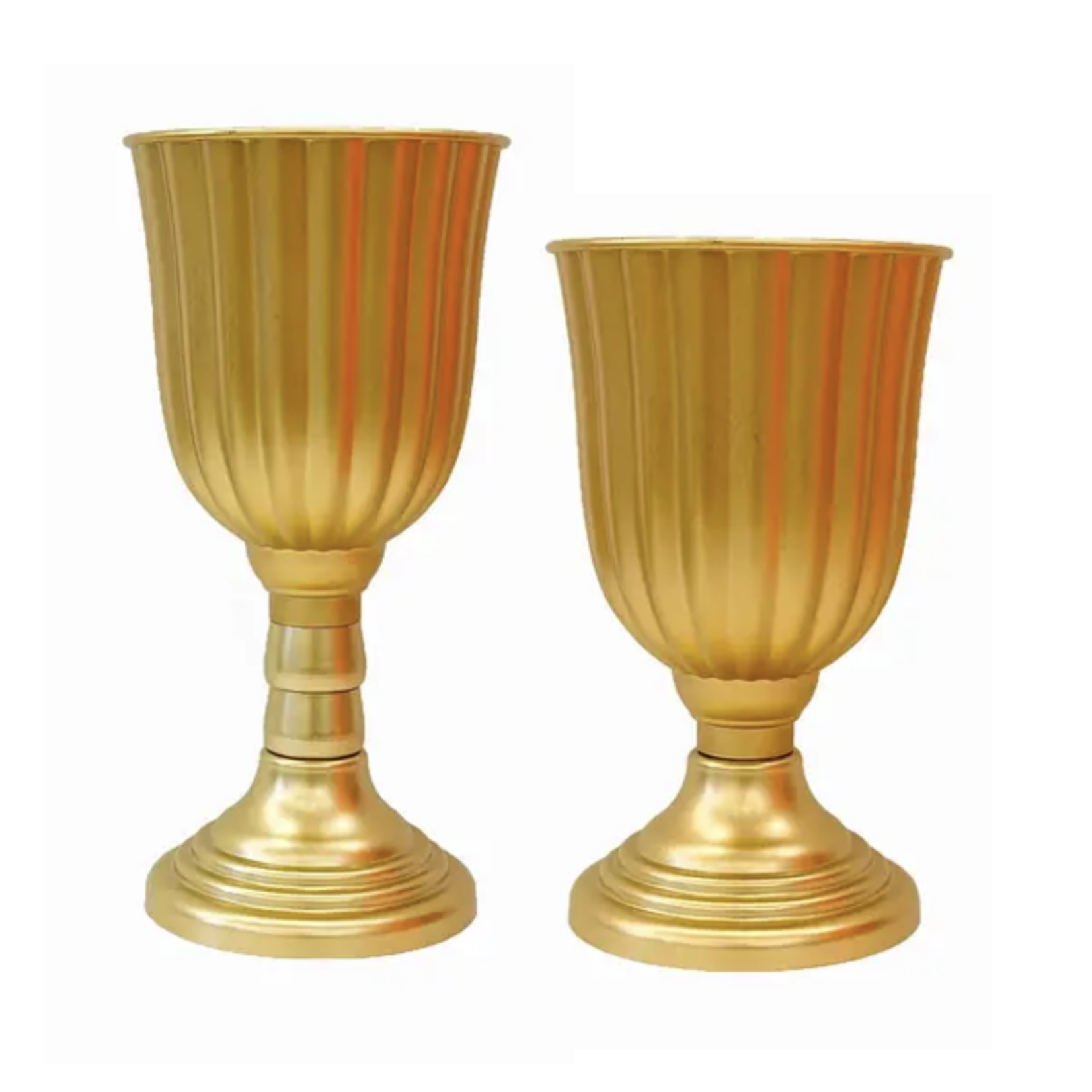 17.5”H X 7.25”D GOLD PLASTIC URN VASE (THE HEIGHT CAN BE ADJUSTED AS LOW AS 12.5”)