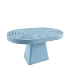 6”H X 11” L X 7”W LIGHT BLUE PLASTIC OVAL CAKE AND CUPCAKE STAND