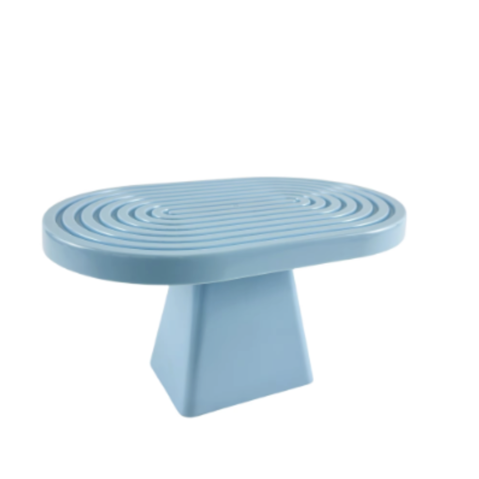 6”H X 11” L X 7”W LIGHT BLUE PLASTIC OVAL CAKE AND CUPCAKE STAND