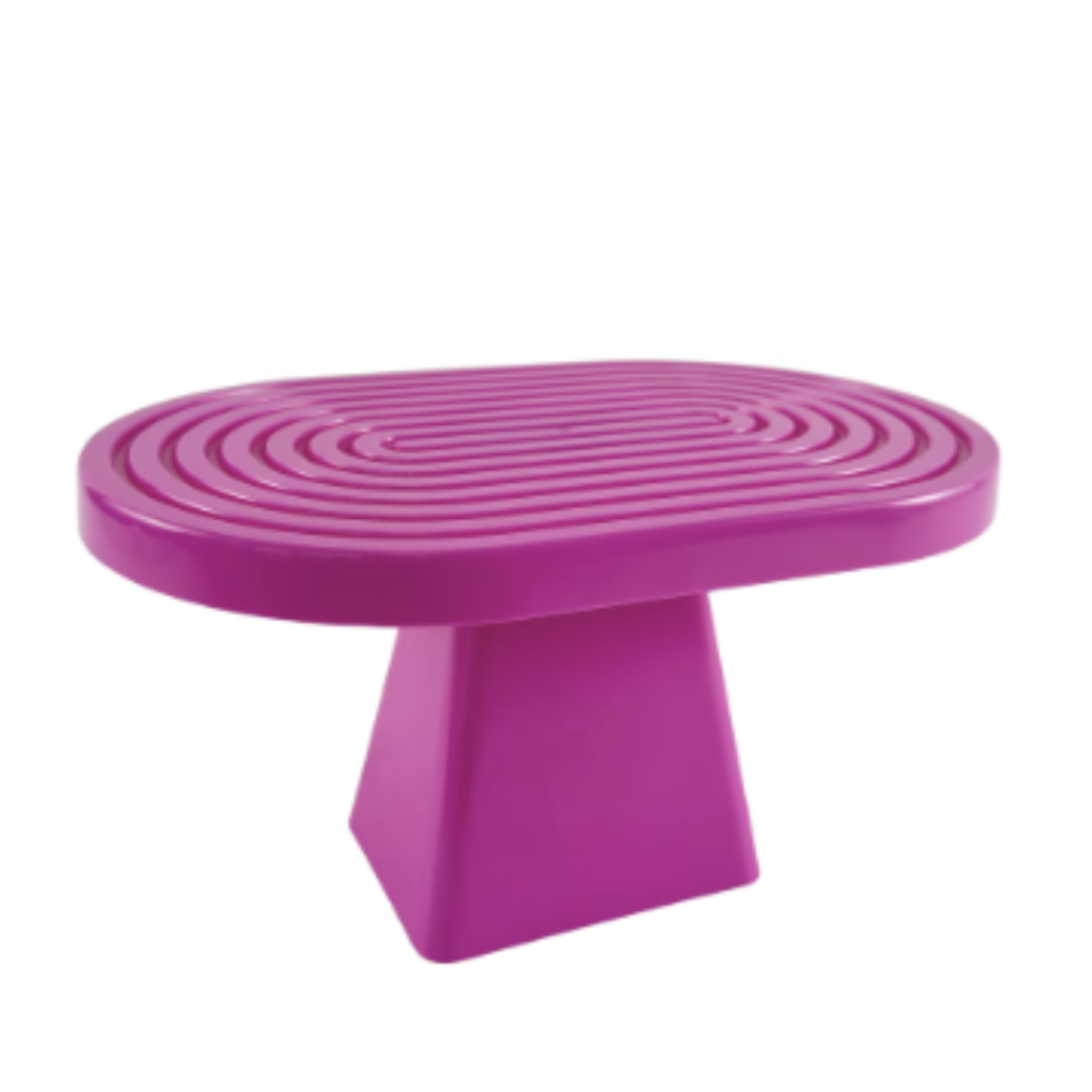 6”H X 11” L X 7”W FUCSHIA PLASTIC OVAL CAKE AND CUPCAKE STAND