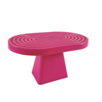 6”H X 11” L X 7”W HOT PINK PLASTIC OVAL CAKE AND CUPCAKE STAND