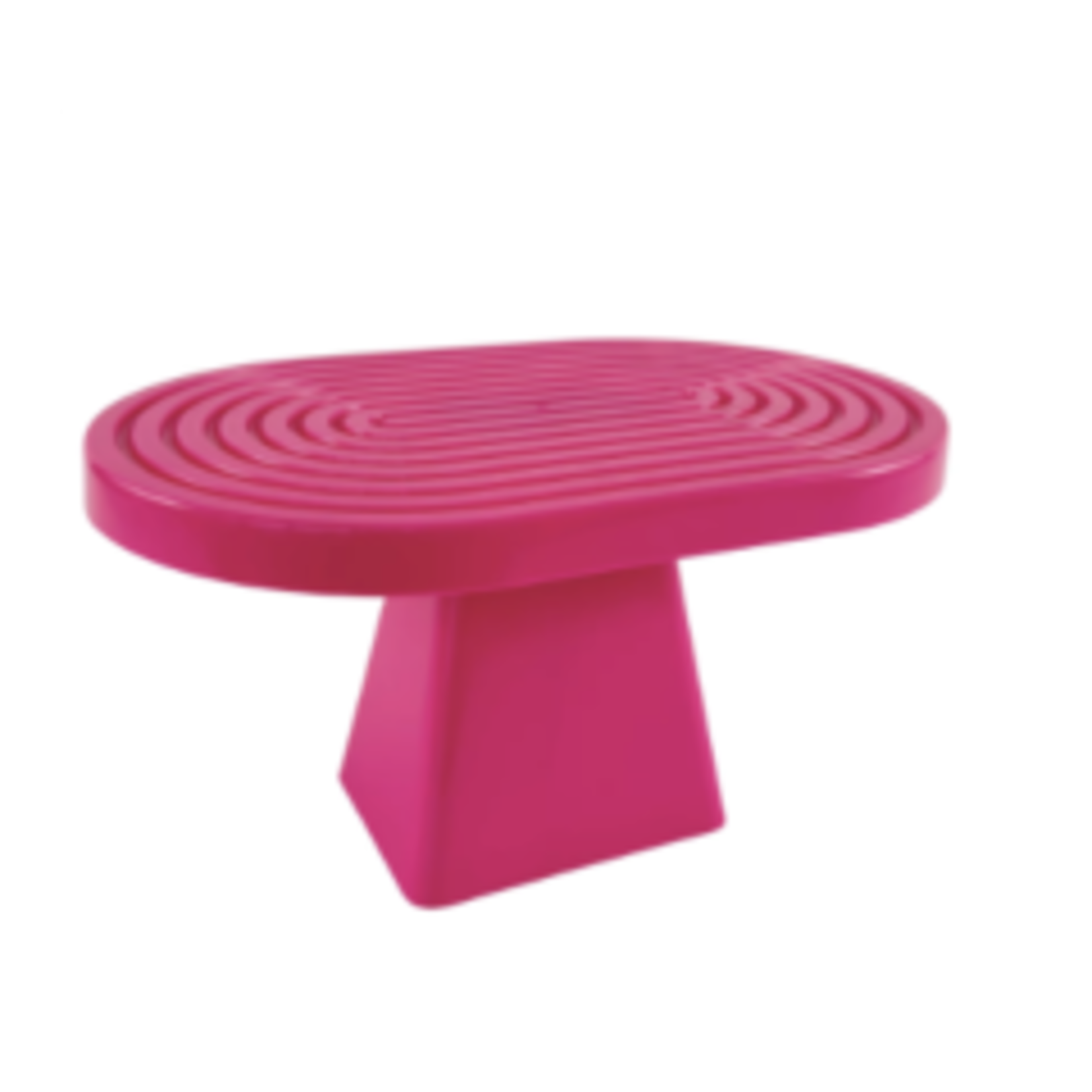 6”H X 11” L X 7”W HOT PINK PLASTIC OVAL CAKE AND CUPCAKE STAND
