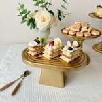 6”H X 11” L X 7”W GOLD PLASTIC OVAL CAKE AND CUPCAKE STAND
