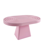 6”H X 11” L X 7”W PINK PLASTIC OVAL CAKE AND CUPCAKE STAND