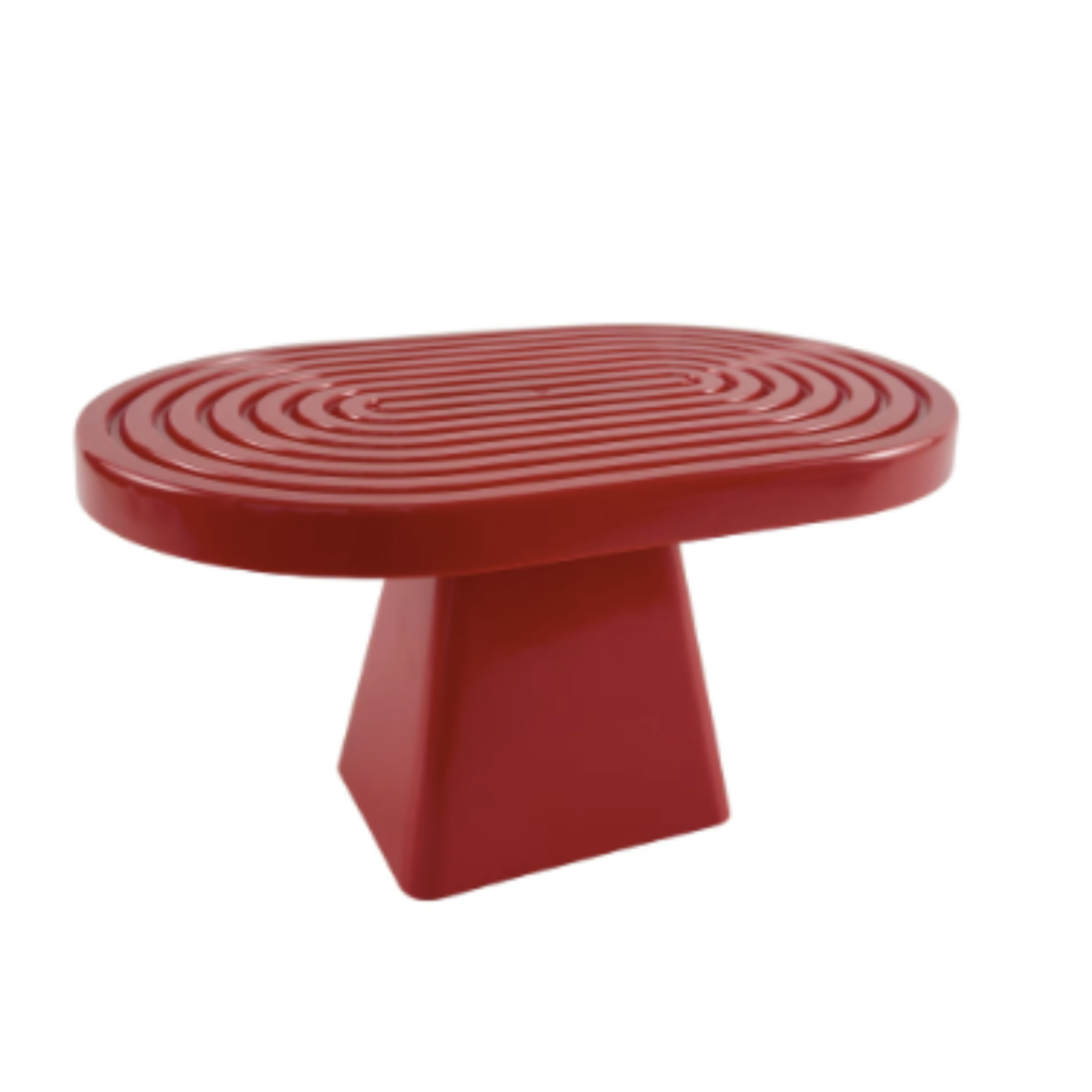 6”H X 11” L X 7”W RED PLASTIC OVAL CAKE AND CUPCAKE STAND