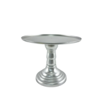 9”H X 11” SILVER ROUND PLASTIC ADJUSTABLE CAKE AND CUPCAKE STAND (THE HEIGHT CAN BE ADJUSTED AS LOW AS 6.25”H)