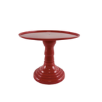 9”H X 11” RED ROUND PLASTIC ADJUSTABLE CAKE AND CUPCAKE STAND (THE HEIGHT CAN BE ADJUSTED AS LOW AS 6.25”H)