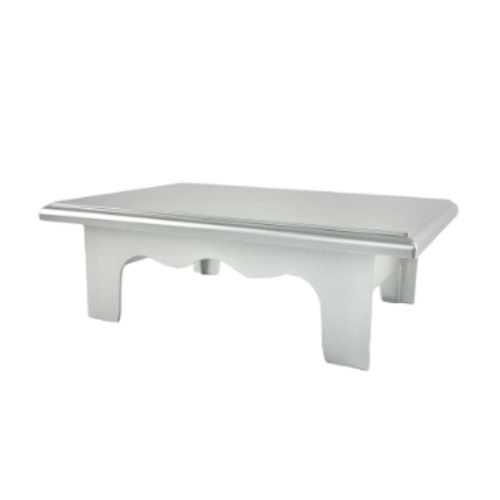 3.25’h x 7”W x 10”L SILVER PLASTIC RECTANGLE CAKE AND CUPCAKE STAND