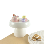 7.25”H X 5.5” WHITE MUSHROOM PLASTIC CAKE AND CUPCAKE STAND reg $7.99