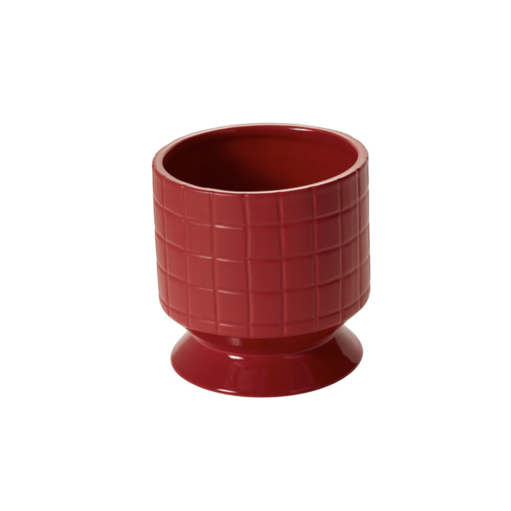 5.25” X 5.25” RED CERAMIC JACQUES FOTTED POT VASE
