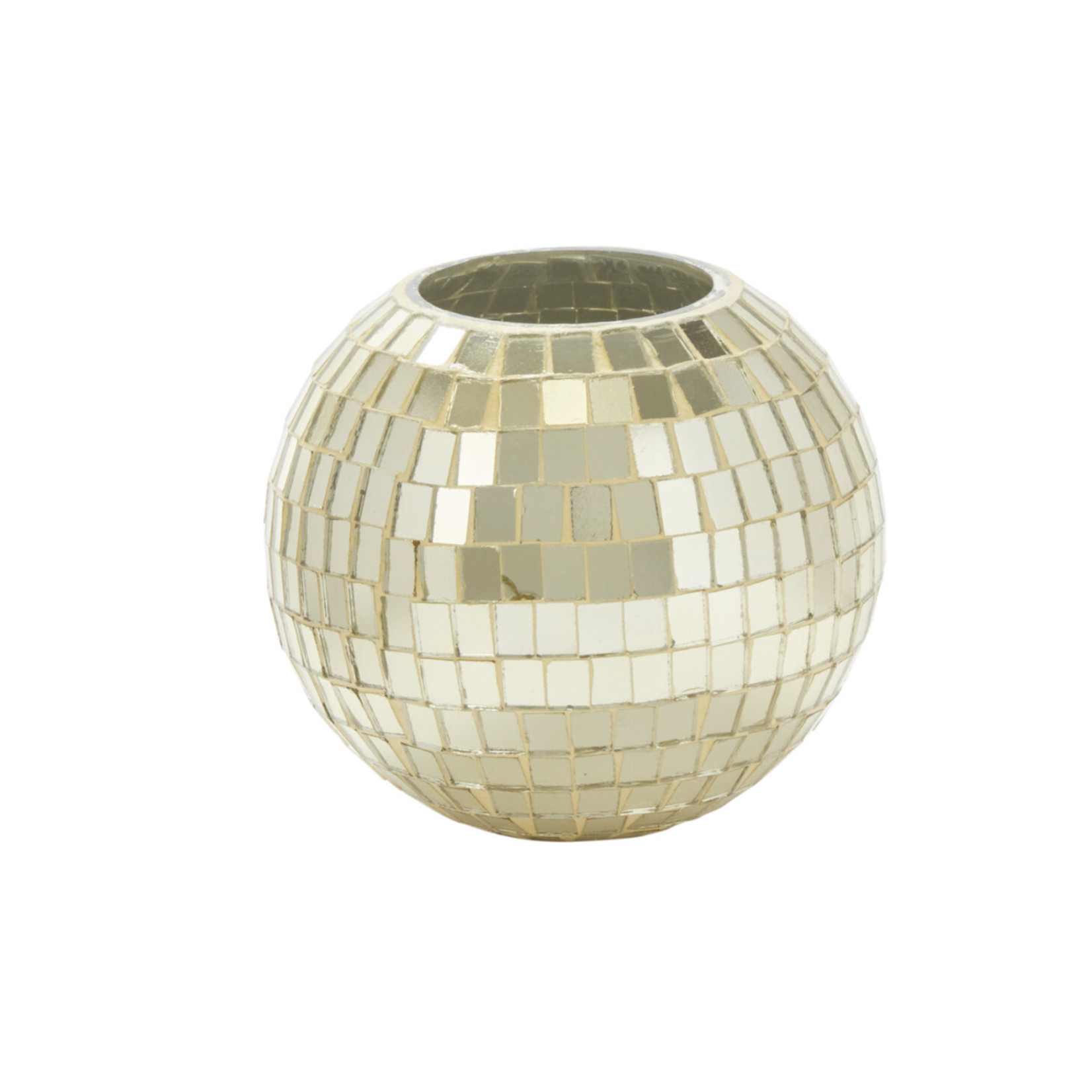 4.5”H X 4.5”D GOLD GLASS TWILA DISCO BALL VASE