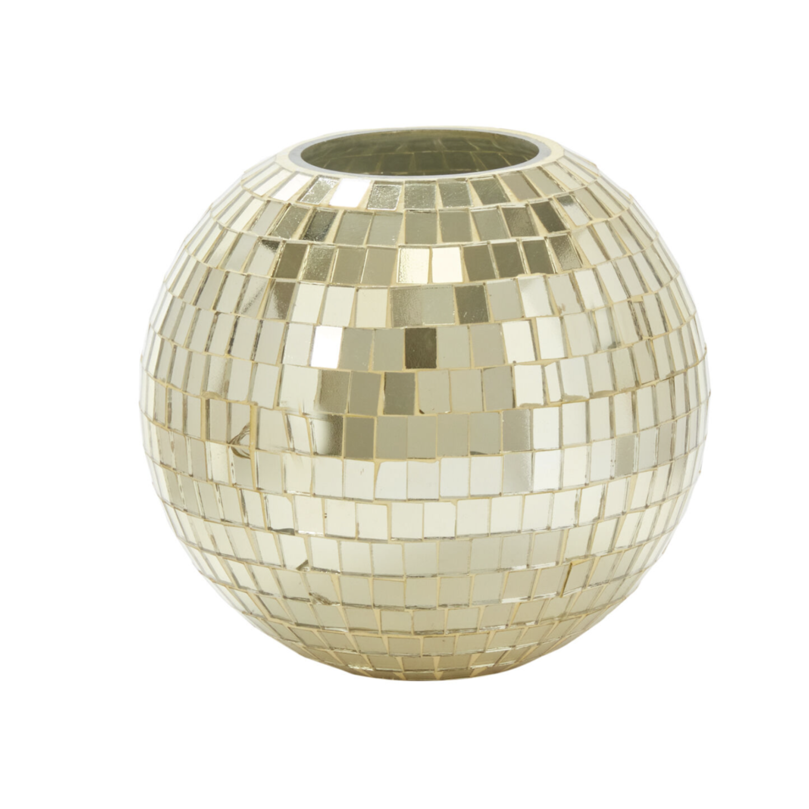 6”H X 6”D GOLD GLASS TWILA DISCO BALL VASE
