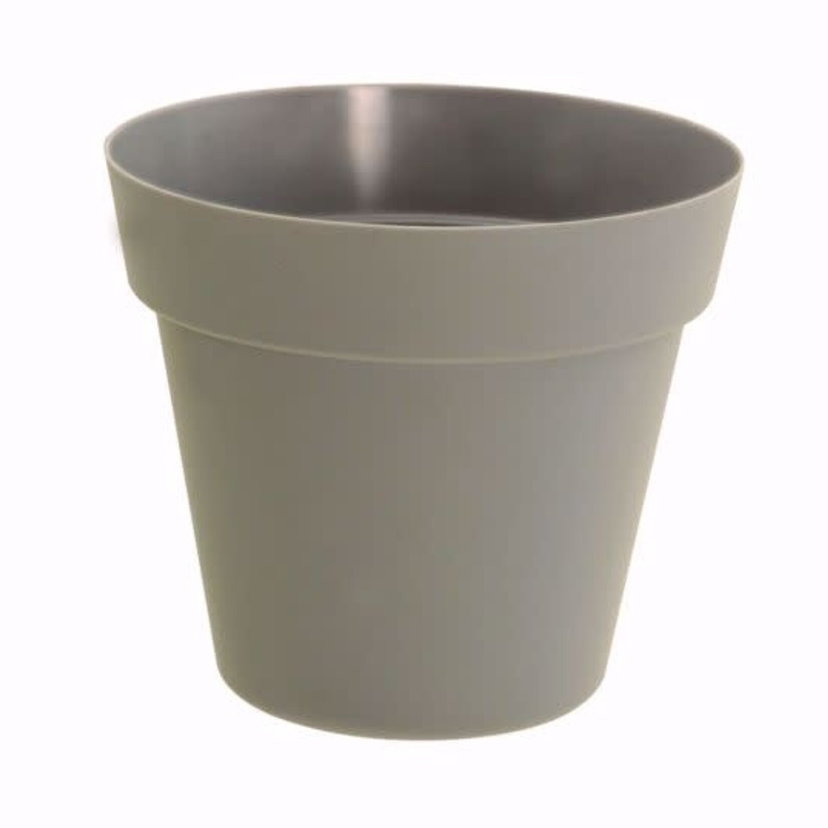 6.5”H X 7.25” GREY PLASTIC POT COVER GREEN