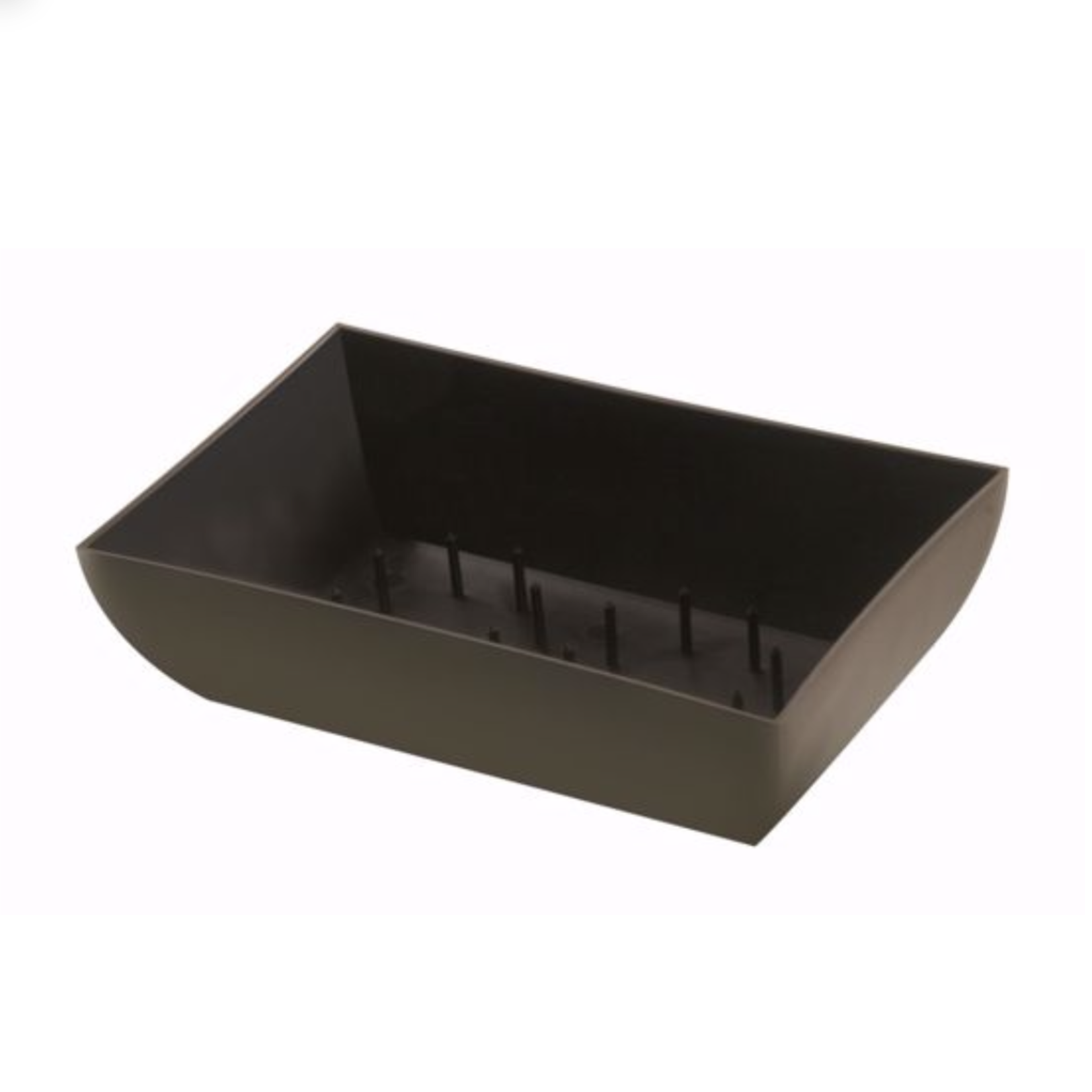 2.5”H X 5.5” X 9.5”L BLACK PLASTIC TAPERED RECTANGLE DISH