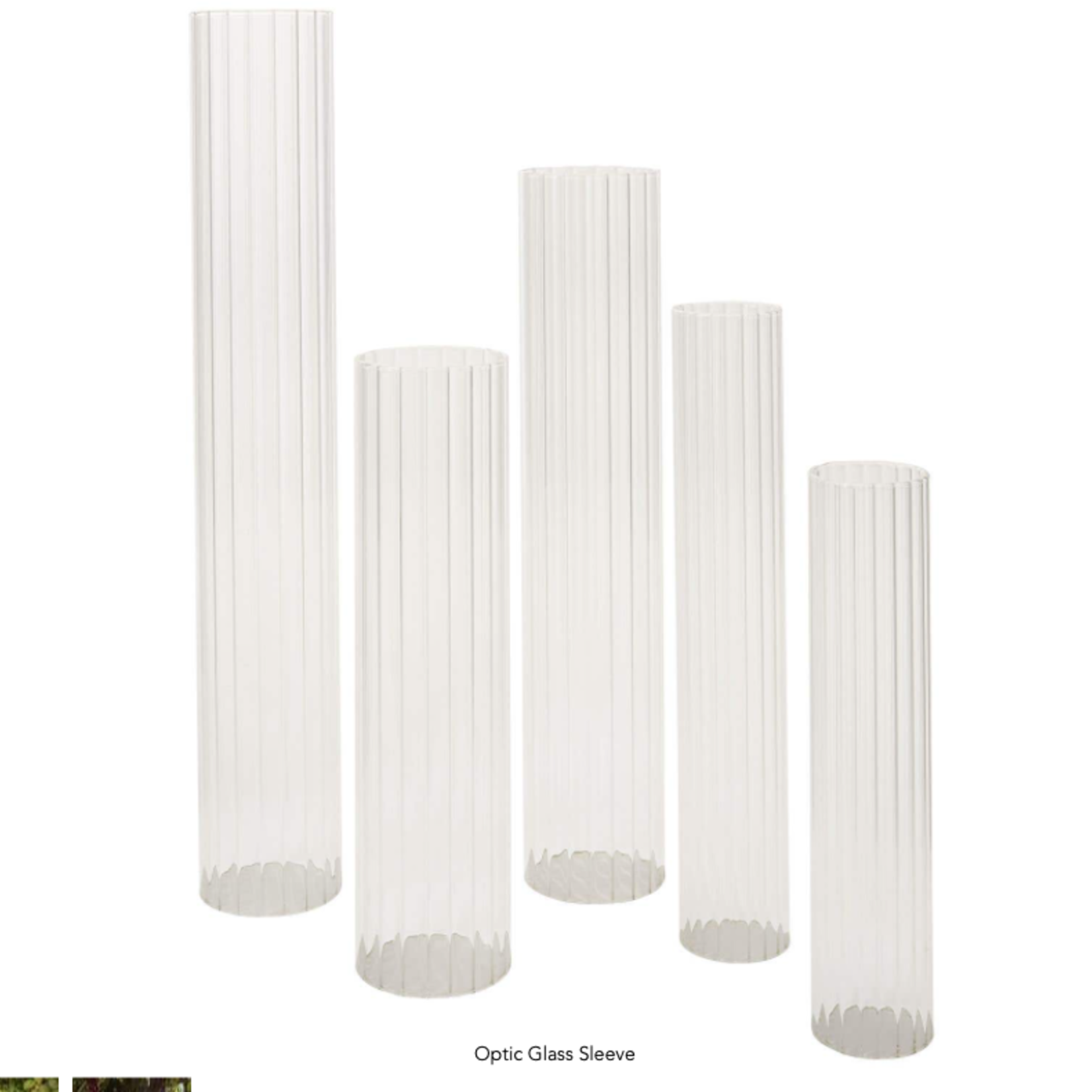 14”H X 3.5” CHIMNEY OPTIC GLASS SLEEVE (OPEN AT THE BOTTOM AND THE TOP)