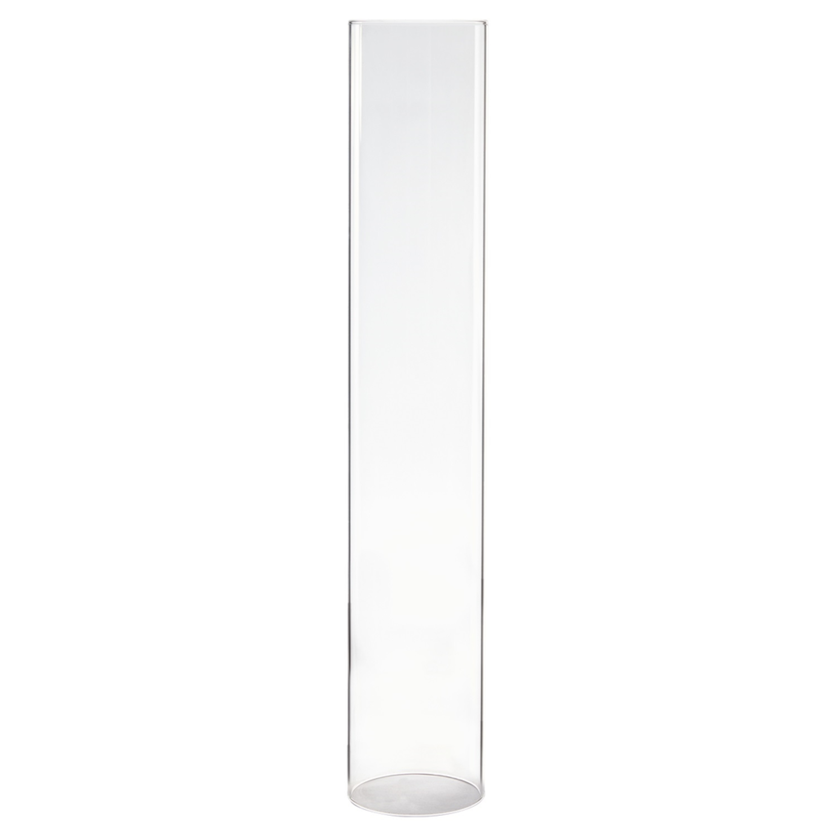 22”H X 4”D GLASS  CHIMNEY TUBE OPEN AT THE BOTTOM AND THE TOP (AD)