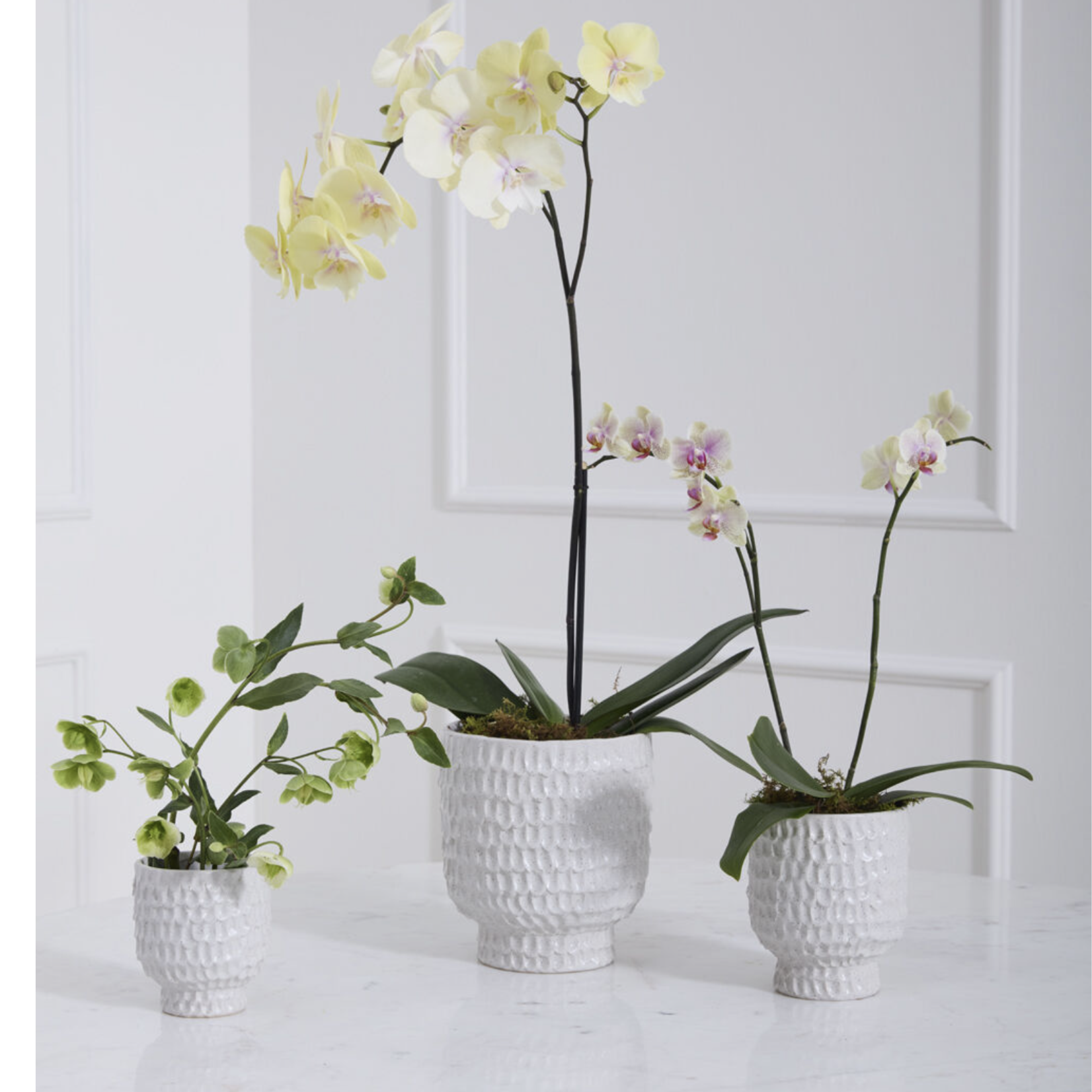 OFF-WHITE CERAMIC ADRIEN PEDESTAL POT