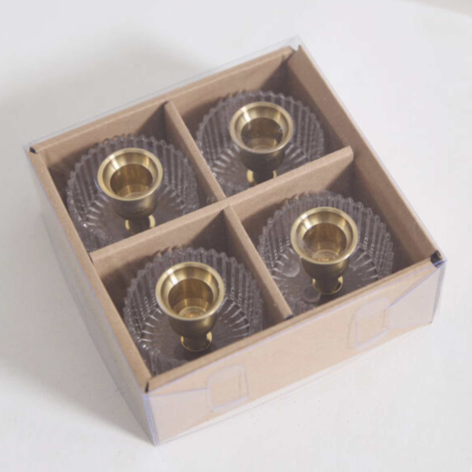 2.25”h x 2.75” GLASS SERENADE CANDLEHOLDER - SET OF 4