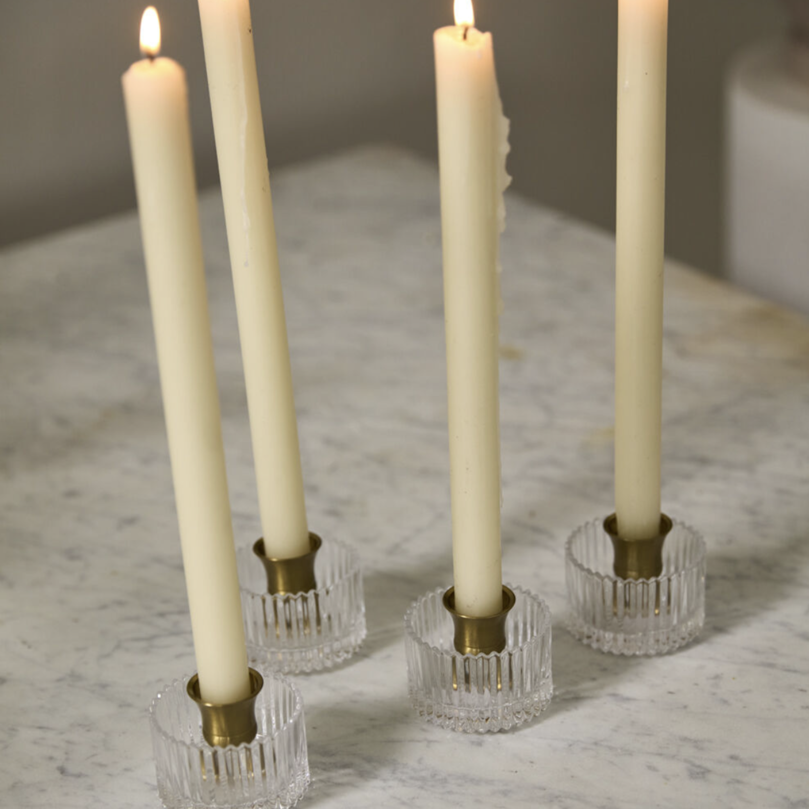 2.25”h x 2.75” GLASS SERENADE CANDLEHOLDER - SET OF 4